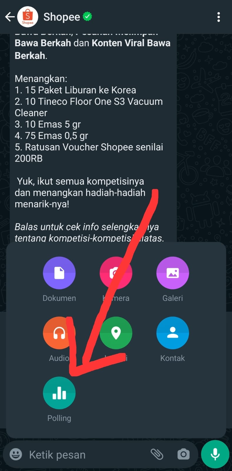 Langkah 2 Membuat Polling WA