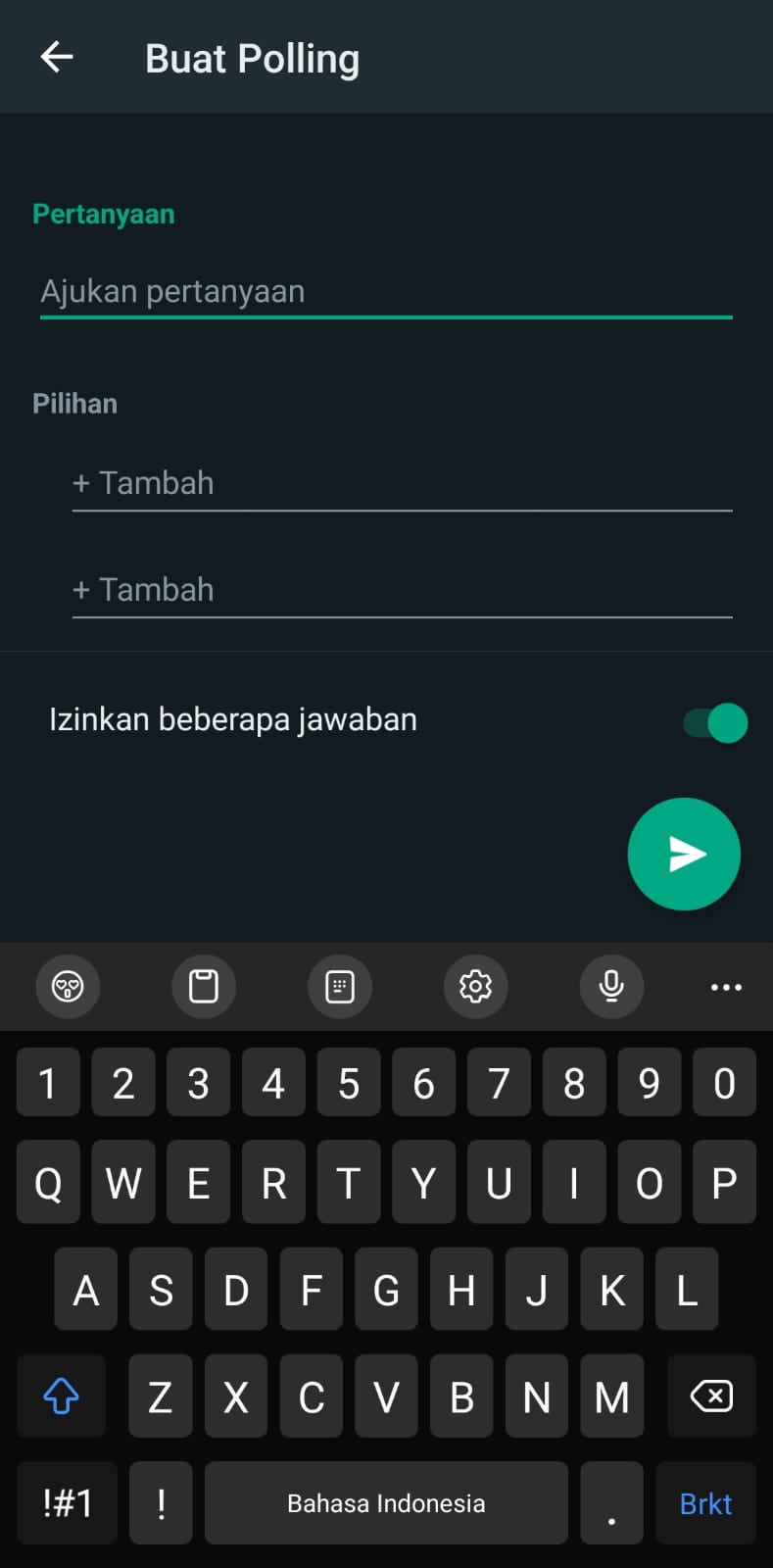 Kirim Polling Sebagai chat WA Group